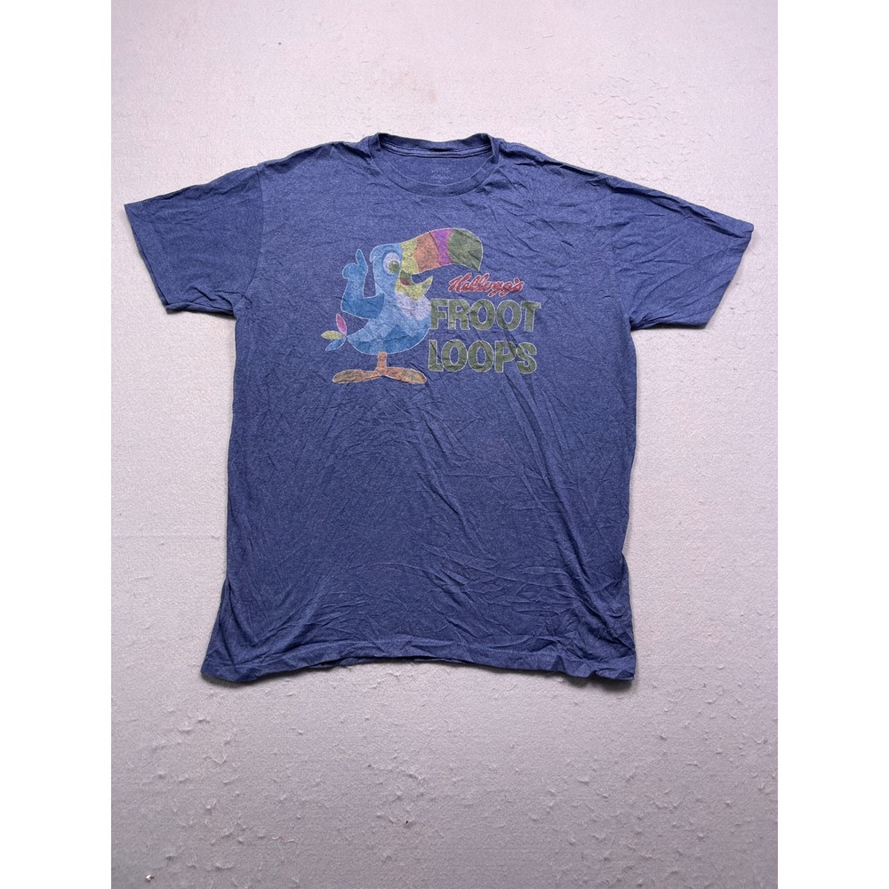 Kellogg's Froot Loops T-Shirt Cotton Blend Heather Blue XL Mens